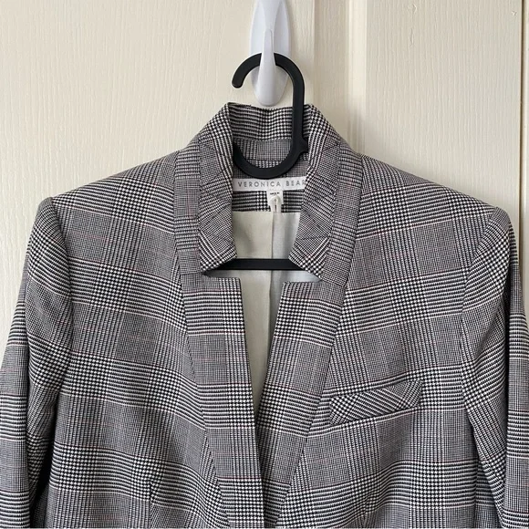 $695 Veronica Beard Paloma Wool Plaid Print Zipper Cropped Jacket Blazer size 6